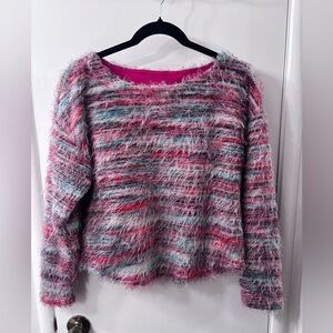 Anthropologie Multicolor Eyelash Plush Scoop Sweater